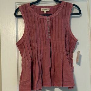 Lucky Brand Mauve Button-Front Tank Top